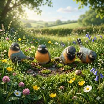 Bezauberndes 4er Set Rotkehlchen - Höhe ca. 5 cm